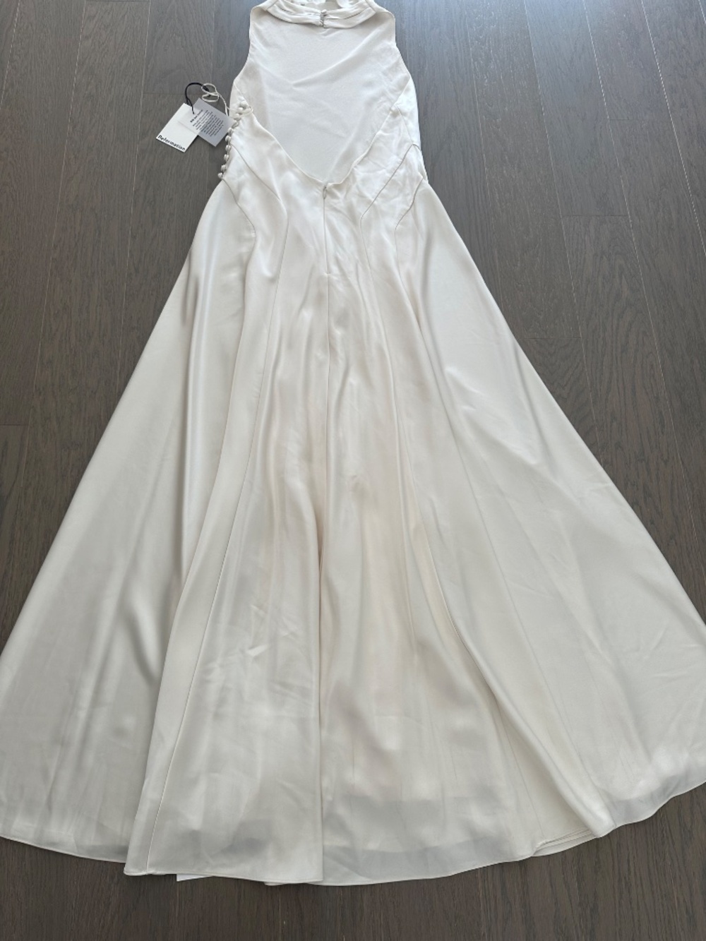 Reformation ROY Satin Wedding Dress Halter Gown Fior Di Latte Ivory With Tags 8 - Picture 8 of 12